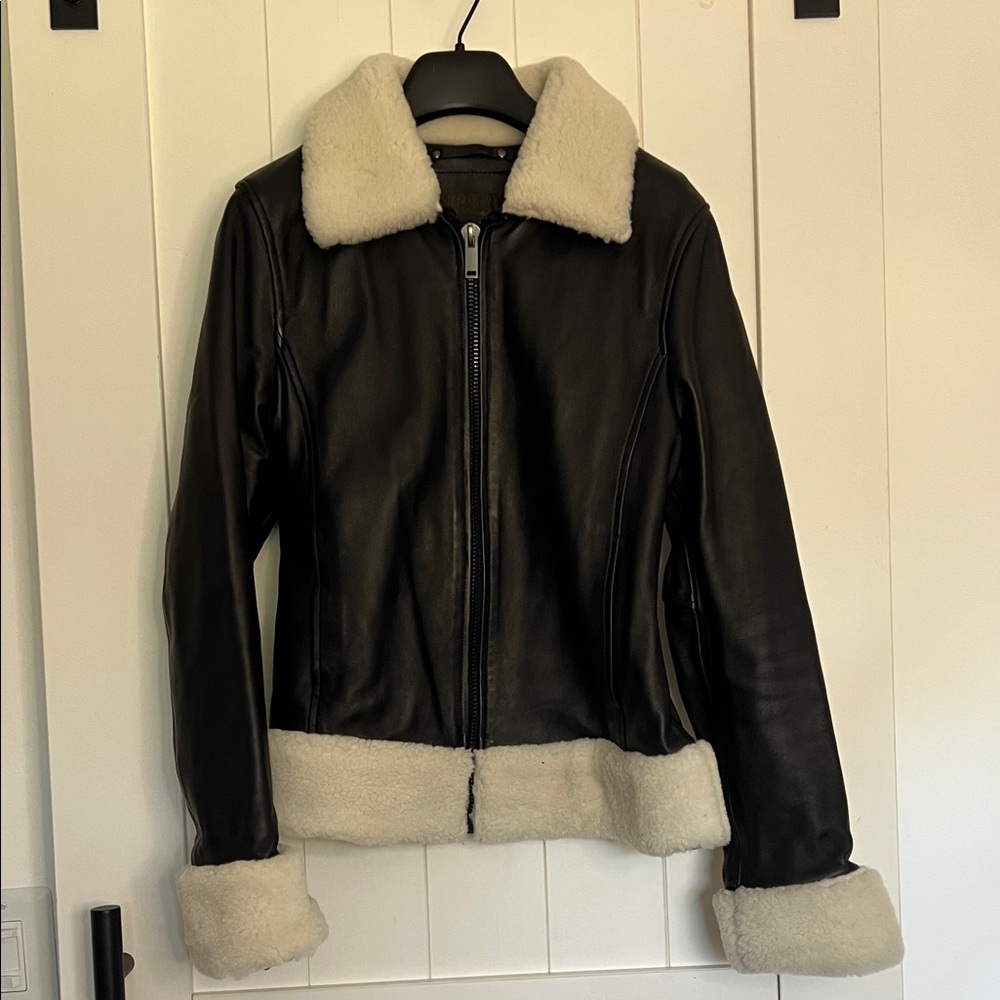 Thursday Boot Company Black and Cream Leather Jacket